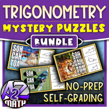Preview of Right Triangle Trig Activities Digital Pixel Art Mystery Puzzle Bundle