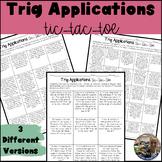 Right Triangle Trig Applications Story Problems Tic Tac To