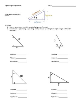 Preview of Right Triangle Trig INVESTIGATION w KEY (2 VERSIONS) Most Effective Lesson!