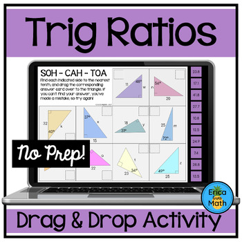 Preview of Right Triangle Trig Ratios Digital Drag & Drop Activity (Finding Sides & Angles)