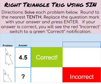 Preview of Right Triangle Trig Using Sin, Cosine, and Tangent