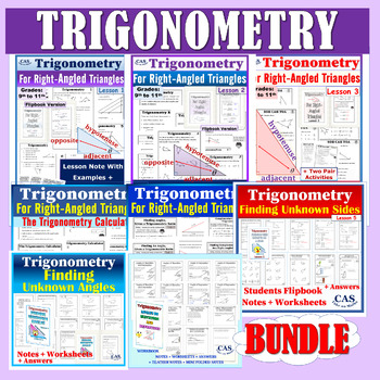 Preview of Right Triangle Trigonometry Bundle 2-Finding Unknown Sides & Angles-SOH CAH TOA