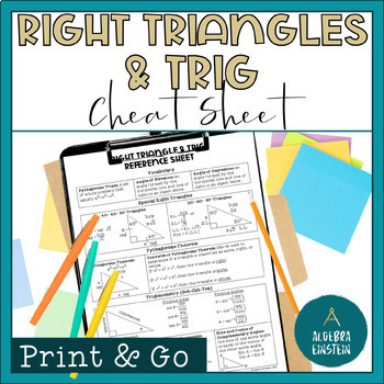 Preview of Right Triangle Trigonometry Cheat Sheet