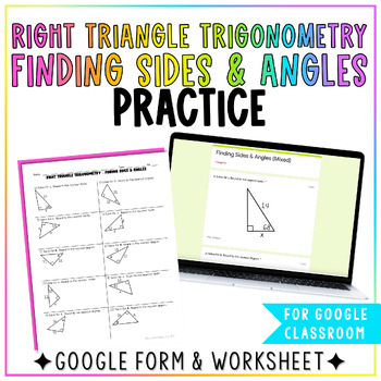 Preview of Right Triangle Trigonometry Finding Missing Sides and Angles Practice