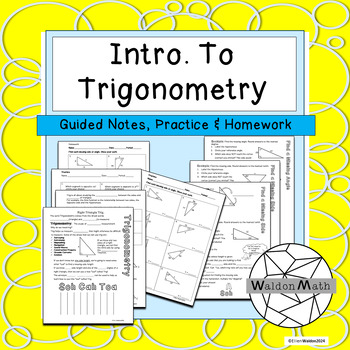 Preview of Right Triangle Trigonometry Guided Notes, Practice & Homework (SOHCAHTOA)
