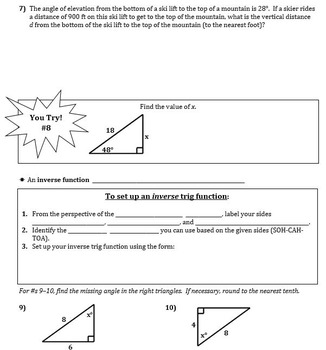 Right Triangle Trigonometry Guided Notes for Right ...