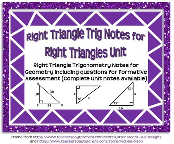 Preview of Right Triangle Trigonometry Guided Notes for Right Triangles Unit (Geometry)