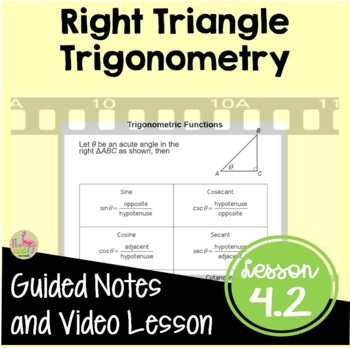 Preview of Right Triangle Trigonometry Guided Notes with Video DISTANCE LEARNING