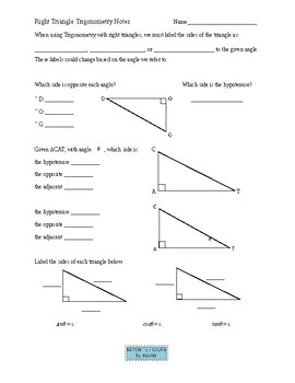 Preview of Right Triangle Trigonometry Notes
