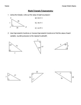 Preview of Right Triangle Trigonometry Packet