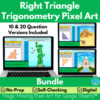 Preview of Right Triangle Trigonometry Pixel Art BUNDLE