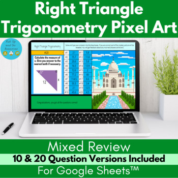 Preview of Right Triangle Trigonometry Pixel Art | Mixed Review