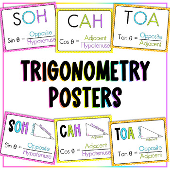 Preview of Right Triangle Trigonometry Posters - Sine, Cosine, Tangent (SOH, CAH, TOA)