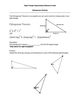 Preview of Right Triangle Trigonometry Reference Packet
