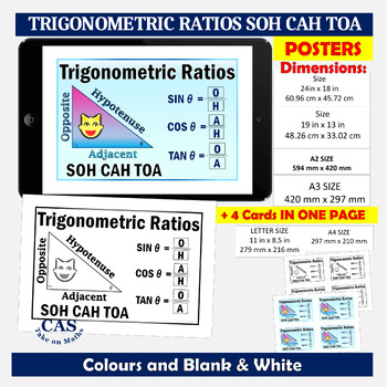 Preview of Right Triangle Trigonometry | SOH CAH TOA Posters & Cards