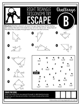 Right Triangle Trigonometry Unit Review - Escape Room Activity | TpT