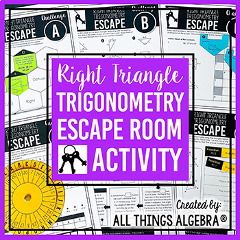 Preview of Right Triangle Trigonometry Unit Review | Escape Room Activity