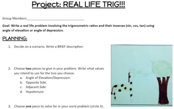 Preview of Right Triangle Trigonometry Word Problem Project
