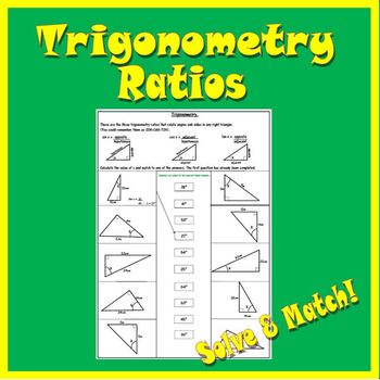 Preview of Right Triangle Trigonometry Worksheet - SOH CAH TOA
