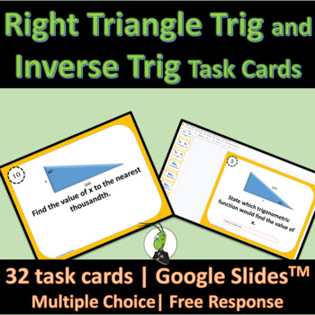 Preview of Right Triangle Trigonometry and Inverse Trig Task Cards Geometry Google Slides