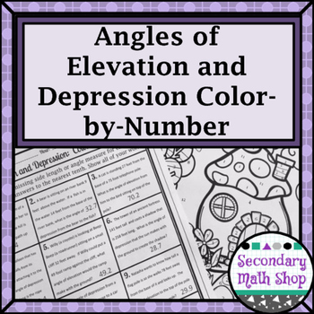 Preview of Trigonometry - Angles of Elevation & Depression Color-By-Number