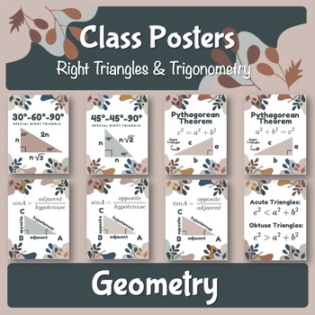 Preview of Right Triangles Classroom Posters (Earth Tones)