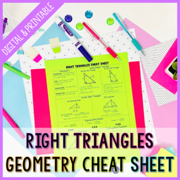 Preview of Right Triangles Cheat Sheet for High School Geometry - Printable and Digital
