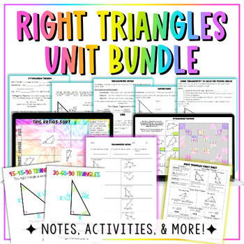 Preview of Right Triangles Unit - Notes, Activities, Posters, Cheat Sheet for HS Geometry