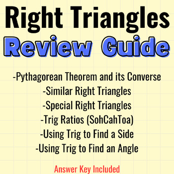 Preview of Right Triangles Guided Unit Review/Exam Review/Study Guide