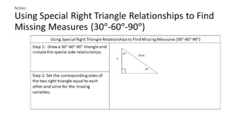 Right Triangles - Guided Notes, Presentation, and INB Activities