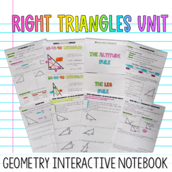 Preview of Right Triangles Interactive Notebook Unit Bundle