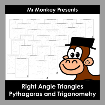 Preview of Right Triangles - Pythagoras and Trigonometry Worksheets / Printables