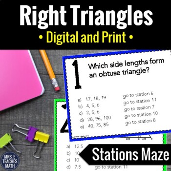 Preview of Right Triangles Stations Maze Activity | Digital and Print