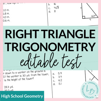 Preview of Right Triangles Test and Study Guide
