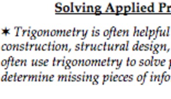 Preview of Right Triangles & Trigonometry Anticipatory Sets - Real World (G.SRT.6 G.SRT.8)