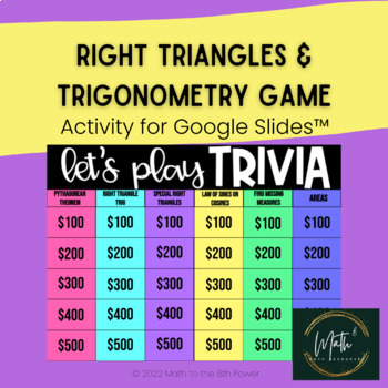 Preview of Right Triangles & Trigonometry Game | Trig Activity | Geometry