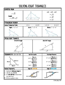 Preview of Solving Right Triangles & Trigonometry Organizer