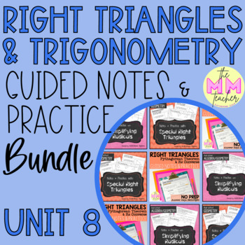 Preview of Right Triangles & Trigonometry (UNIT 8) - Guided Notes & Practice BUNDLE