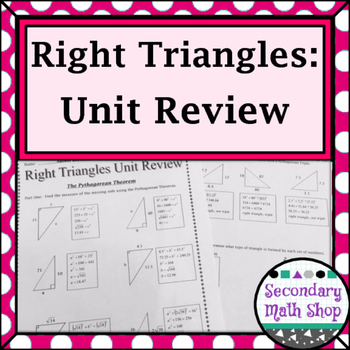 Preview of Right Triangles Unit Review