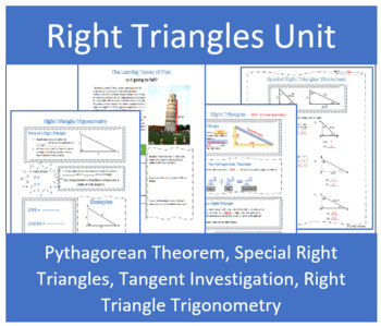 Preview of Right Triangles Unit: Trigonometry, Pythagorean Theorem, Special Right Triangles