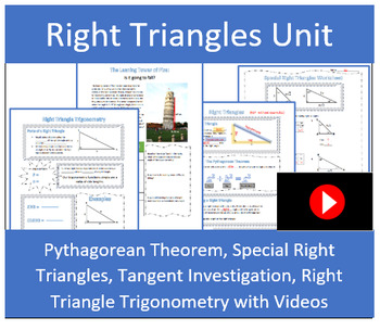 Preview of Right Triangles Unit with Videos