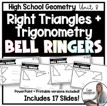 Preview of Right Triangles and Trig - High School Geometry Bell Ringers