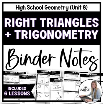 Preview of Right Triangles and Trigonometry - Geometry Binder Notes Unit Bundle