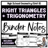 Right Triangles and Trigonometry - Geometry Binder Notes U