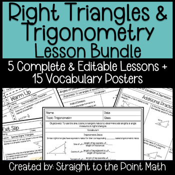 Preview of Right Triangles & Trigonometry Unit | Warm Ups, Notes, Practice, Exit Slips