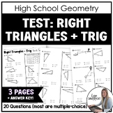 Right Triangles and Trigonometry - Geometry Test