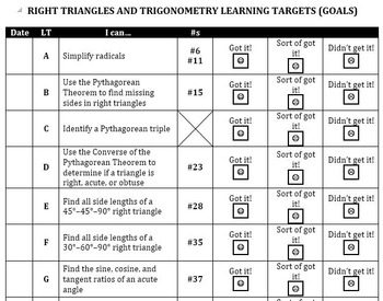 Right Triangles and Trigonometry Notes (Complete Unit Guided Notes and Key)