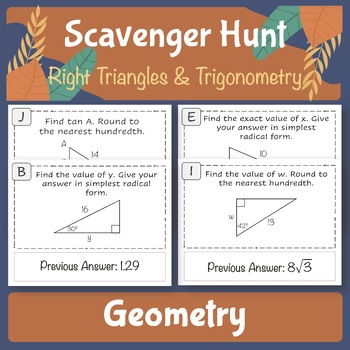 Preview of Right Triangles and Trigonometry Scavenger Hunt