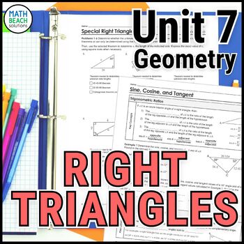 Preview of Right Triangles with Trigonometry - Unit 7 - Texas Geometry Curriculum