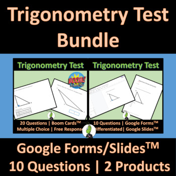 Preview of Right and Non Right Triangle Trigonometry Test Google and Boom Bundle